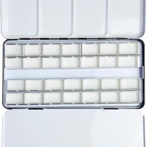 Watercolor Palette Box Metal Tin with 28 Full Pans