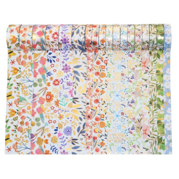 Bloodming Floral Gold Washi Tape Set 18 Rolls