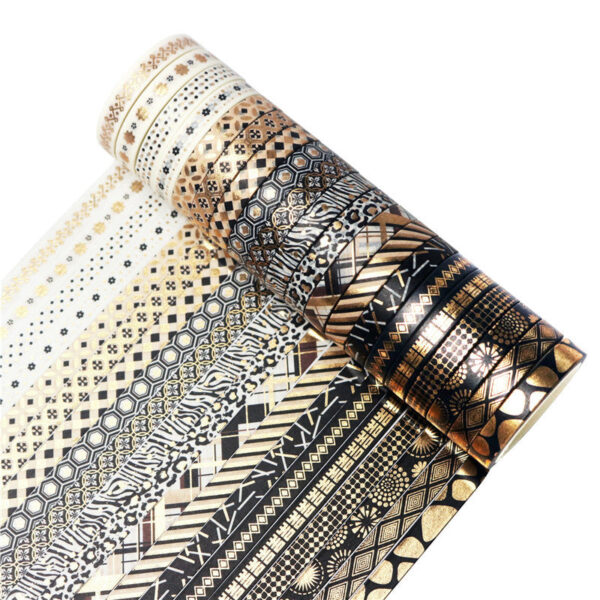 Slim Black Gold Washi Masking Tape Set 20 Rolls 7mm x 5m