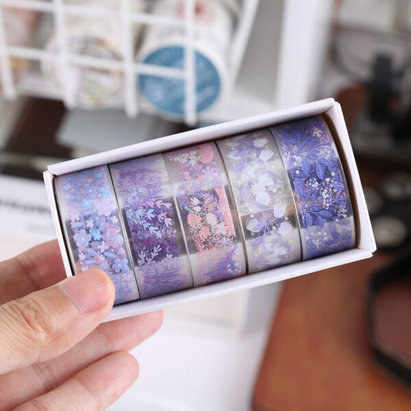 30 Rolls Floral Washi Tape Set PET Decorative Flowers Patterns Transparent Masking Tapes