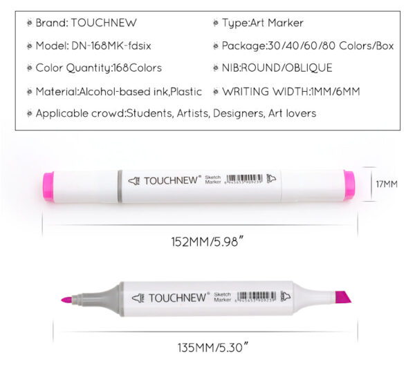 TOUCHNEW 80 Color Sketch Markers Animation Manga Set with Carry Bag